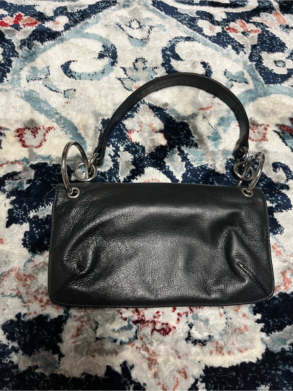 Wilson’s Leather Black genuine Leather Shoulder Bag with Silver Loops Hardware